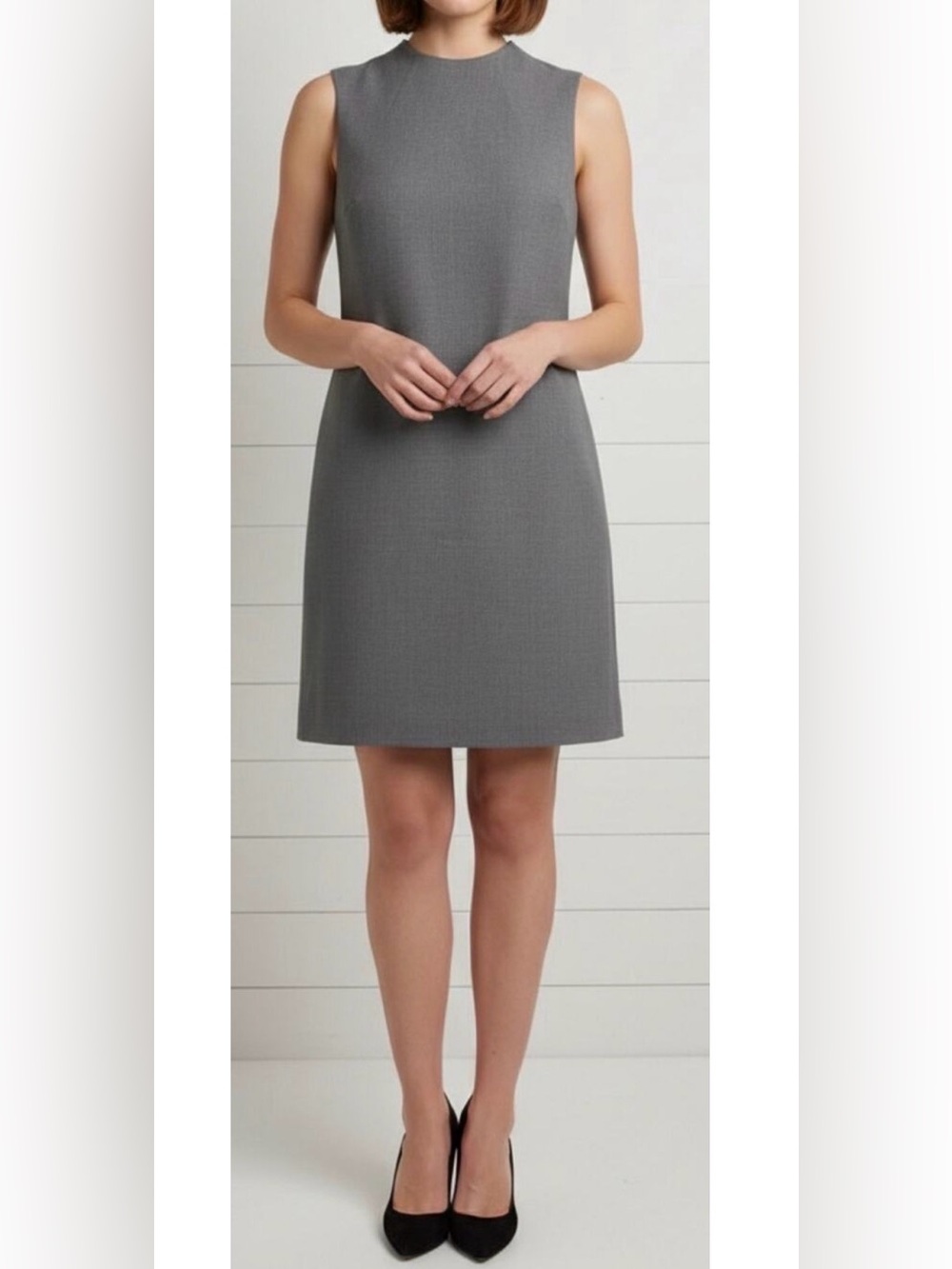 Alice + Olivia Classics Shift Dress Gray Sleeveless High Neck Mini Length size 6
